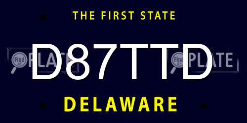 D87TTD Delaware License Plate