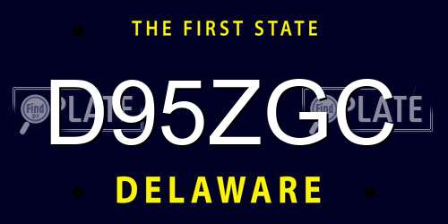 D95ZGC Delaware License Plate