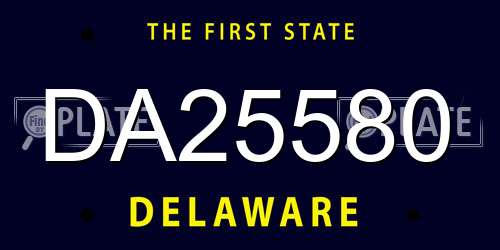 DA25580 Delaware License Plate