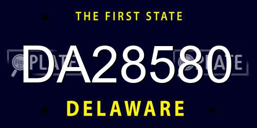 DA28580 Delaware License Plate
