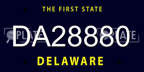 DA28880 Delaware License Plate