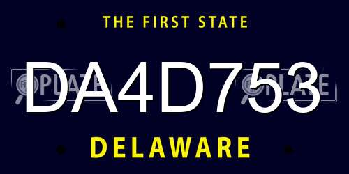 DA4D753 Delaware License Plate