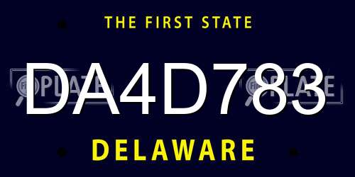 DA4D783 Delaware License Plate