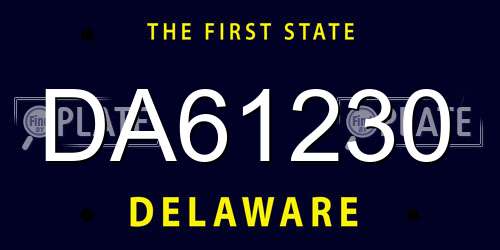 DA61230 Delaware License Plate