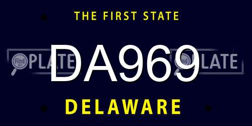 DA969 Delaware License Plate