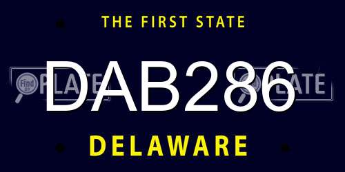 DAB286 Delaware License Plate