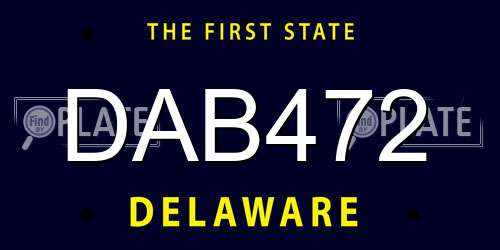 DAB472 Delaware License Plate