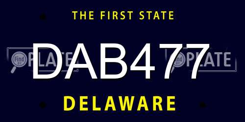 DAB477 Delaware License Plate