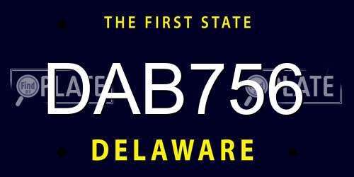 DAB756 Delaware License Plate