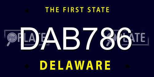 DAB786 Delaware License Plate