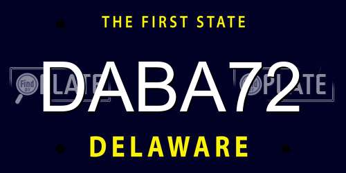 DABA72 Delaware License Plate
