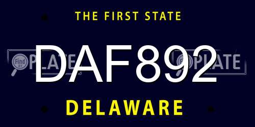 DAF892 Delaware License Plate