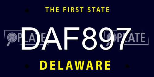 DAF897 Delaware License Plate