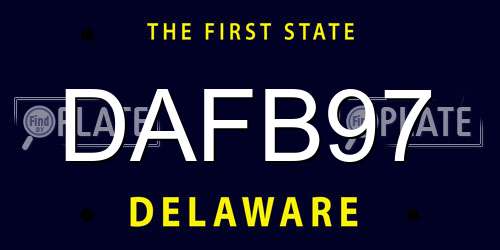 DAFB97 Delaware License Plate