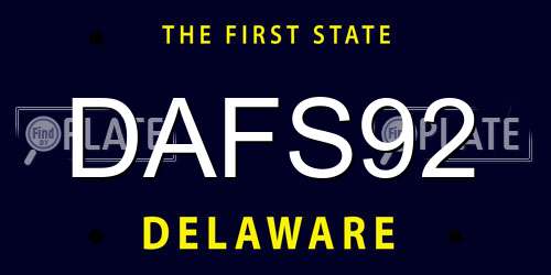 DAFS92 Delaware License Plate