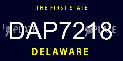 DAP7218 Delaware License Plate