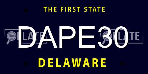 DAPE30 Delaware License Plate