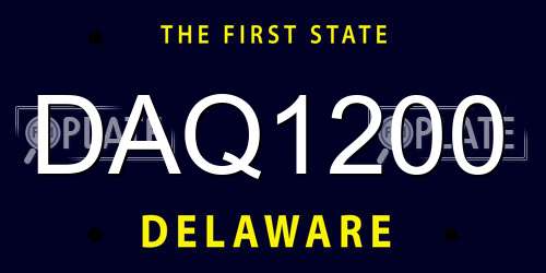 DAQ1200 Delaware License Plate