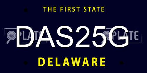 DAS25G Delaware License Plate