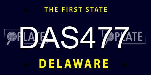 DAS477 Delaware License Plate