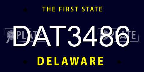 DAT3486 Delaware License Plate