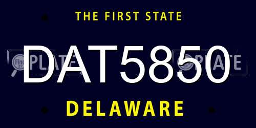 DAT5850 Delaware License Plate