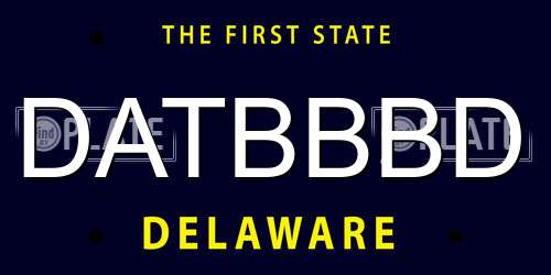 DATBBBD Delaware License Plate