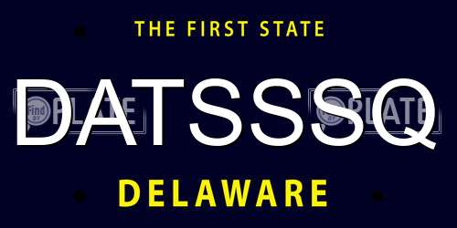 DATSSSQ Delaware License Plate