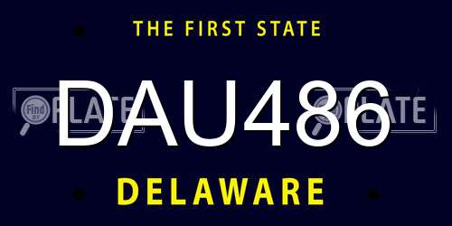 DAU486 Delaware License Plate