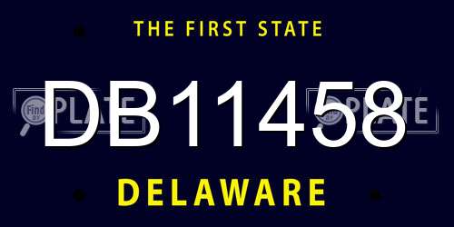 DB11458 Delaware License Plate