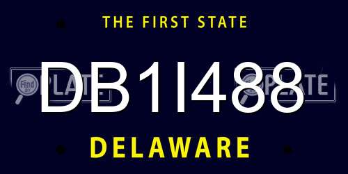 DB1I488 Delaware License Plate