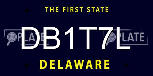 DB1T7L Delaware License Plate