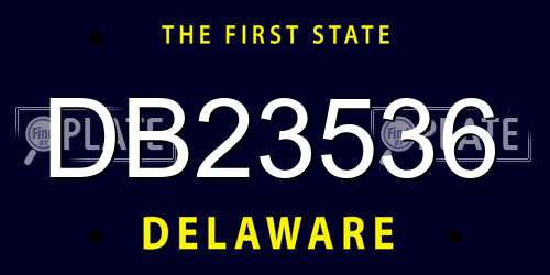 DB23536 Delaware License Plate