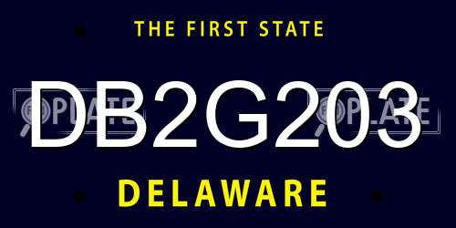 DB2G203 Delaware License Plate