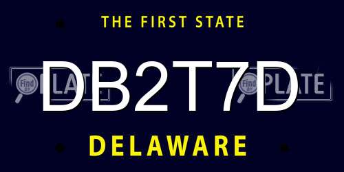 DB2T7D Delaware License Plate