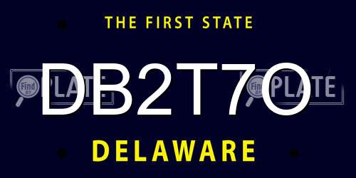 DB2T7O Delaware License Plate
