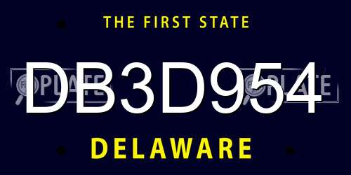 DB3D954 Delaware License Plate