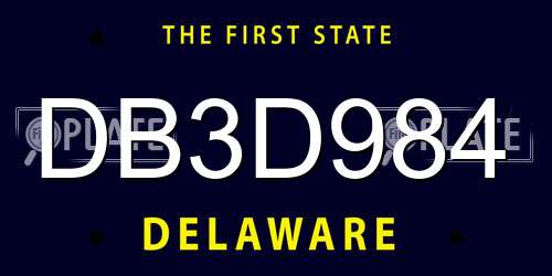 DB3D984 Delaware License Plate