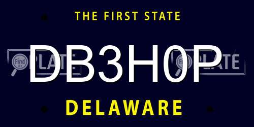 DB3H0P Delaware License Plate