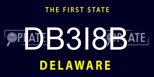 DB3I8B Delaware License Plate