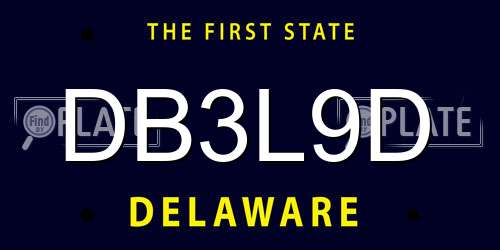 DB3L9D Delaware License Plate