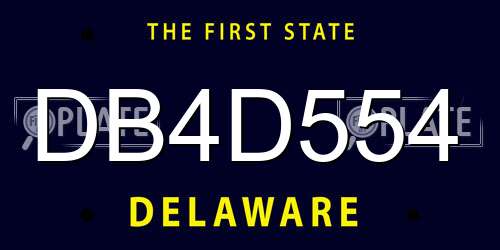 DB4D554 Delaware License Plate