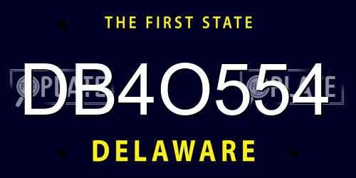 DB4O554 Delaware License Plate