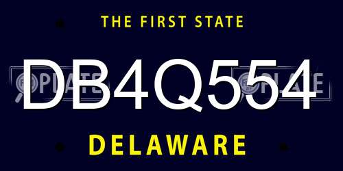 DB4Q554 Delaware License Plate