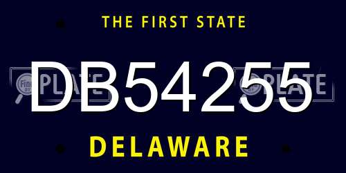 DB54255 Delaware License Plate