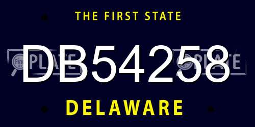 DB54258 Delaware License Plate