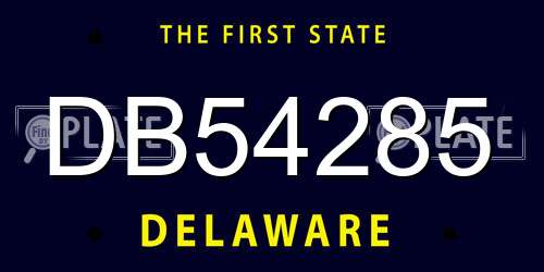 DB54285 Delaware License Plate