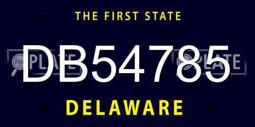 DB54785 Delaware License Plate