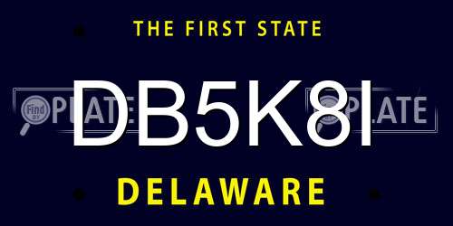 DB5K8I Delaware License Plate