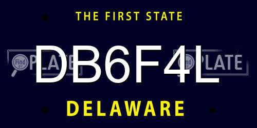 DB6F4L Delaware License Plate